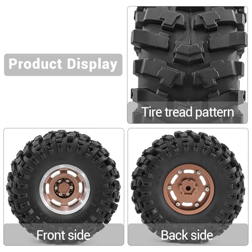 1.9" Beadlock Wheels and Tires for TRX4 SCX10 SCX10 III 90046 D90 1/10 RC Crawlers (Bronze) - color: bronze