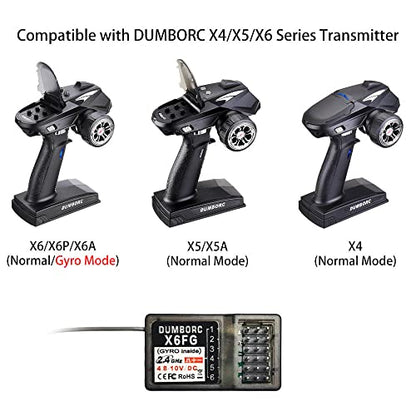 ATA HOBBY DUMBORC X4 2.4GHz 4-Channel RC Radio Transmitter with Receiver X6F & X6FG Fail-Safe & Low Voltage Alarm Function Mixed Mode for Rc Vehicle Car Boat Tank Model Parts Remote Controller