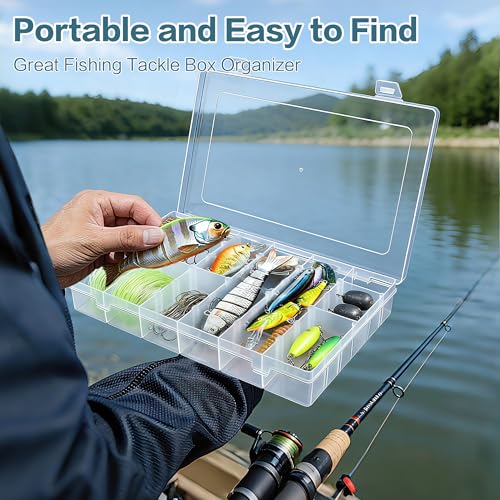 DILIBRA 5 Pack 36 Grids Large Plastic Organizer Box with Adjustable Divider | Clear Craft Organizers Bead Organizers with Label Stickers, Compartment Container for Beads Crafts Jewelry Fishing Tackles - size: 5 Pack 180 Grids