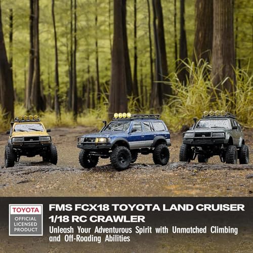 FCX18S FMS RC Crawler Toyota Cruiser 1/18 LC80 S Offroad Trucks 4X4 RC Rock Crawler with LED Lights for Adults (Blue) - color: Blue