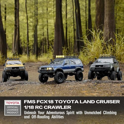 FCX18S FMS RC Crawler Toyota Cruiser 1/18 LC80 S Offroad Trucks 4X4 RC Rock Crawler with LED Lights for Adults (Blue) - color: Blue