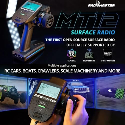 HTLNUZD Radiomaster MT12 Edgetx Open-Source Radio Controller | 2.4G 4in1 Multi-Protocol | for RC Cars, Boats & Surface Vehicles | Upgraded Version