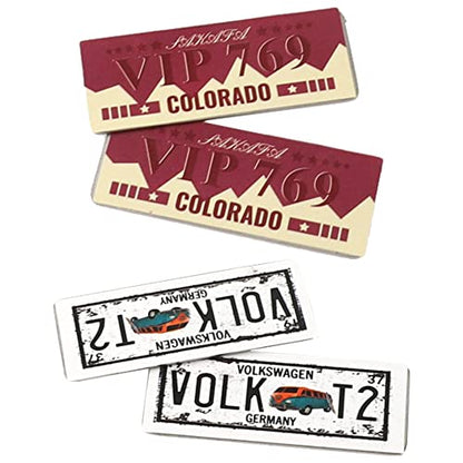 4PCS HIRCQOO Metal RC Car License Plate Kit Decorations Accessories Compatible with Traxxas TRX-4 Tamiya CC01 Axial SCX10 D90 1/10 RC Crawler Car (VIP769+VOLKT2) - style: VIP769+VOLKT2