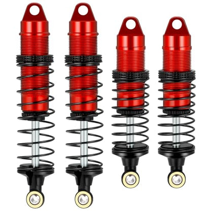 4Pcs Aluminum Front & Rear Shock Set RC Dampers，Red + Black | Upgrade Parts, For Losi 1/16 Mini-B, For Losi 1/18 Mini-T, RC Car Buggy - color: Red + Black