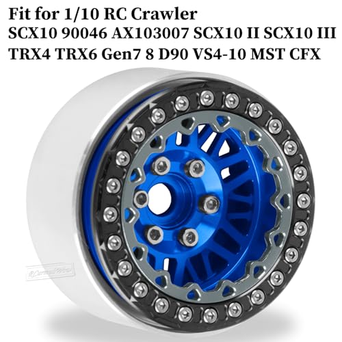 RC 1.9" Beadlock Wheels 1.9 Beadlock Rims for 1/10 SCX10 90046 AX103007 TRX4 TRX6 Gen7 8 D90 VS4-10 MST CFX RC Crawler,Alloy Aluminium 1.9 rc Wheels 1.9 rc Rims w/Wheels Ring,Navy Blue - color: Navy Blue(4pcs)