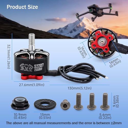 Surpass Hobby S2207 Brushless Motor 2550KV 4S Drone Motor fit for 5-6inch Propellers RC Models FPV Racing Drone Quadcopte(4Pack) - size: 2550kv, style: S2207-4pcs