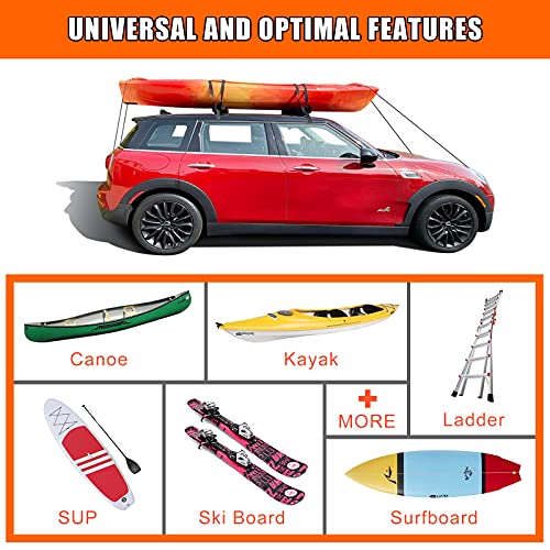 Kayak Car Roof Rack Pad for Kayak Surfboard SUP Canoe Soft Roof Rack Pads | Universal soft roof rack for kayak surfboard Include 4 Tie Down Straps,4 Tie Down Rope,4 Quick Loop Strap,Storage Bag - size: 32.5 Inch
