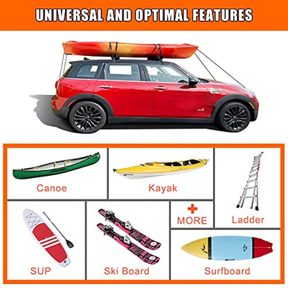 Kayak Car Roof Rack Pad for Kayak Surfboard SUP Canoe Soft Roof Rack Pads | Universal soft roof rack for kayak surfboard Include 2 Tie Down Straps,2 Tie Down Rope,2 Quick Loop Strap,Storage Bag - size: 32 Inch