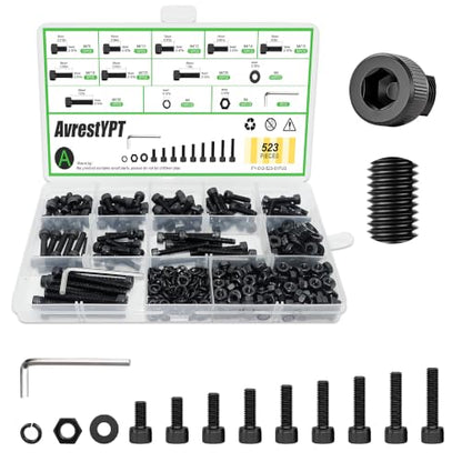523 Pcs M4 x 8/10 /12/14 /16/18 /20/30 /40mm Socket Head Screws M4 Long Screws Metric Screws Bolts Washers Nuts Kit Machine Screw Assortment Kit 12.9 Grade Alloy Steel Fully Threaded for Furniture - size: M4x8/10/12/14/16/18/20/30/40mm-523Pcs