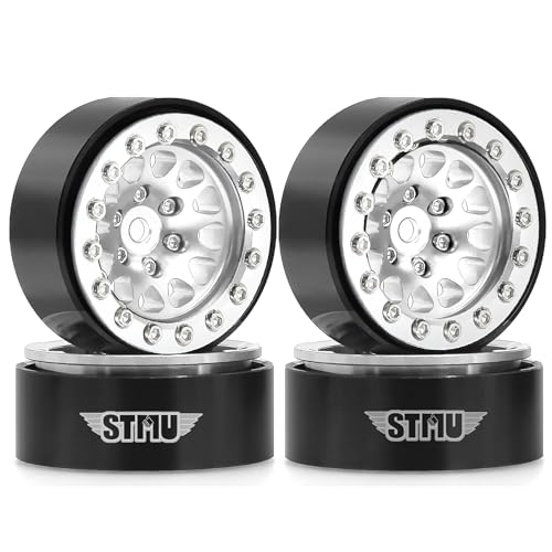 1.3" Aluminium Beadlock Wheels, RC Crawler Upgrade Parts for TRX4M SCX24 1/24 1/18 Scale RC Crawler Cars (Silvery) - color: Silvery