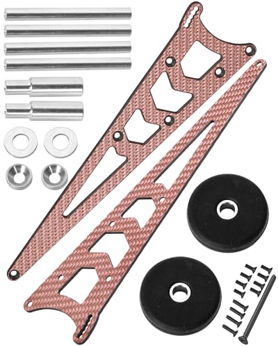 RC Wheelie Bar w/Mount Upgrades Part for 1/10 Slash Rustler Bandit 2WD(VXL),Carbon Fibre Wheelie Bar Kit Tail Wheel Head up Wheel Assembly Hops Up,Red - color: Red(1set)