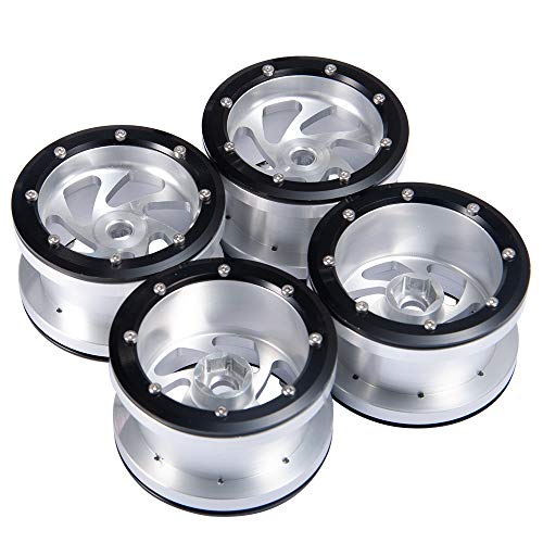 2.2 inch RC Beadlock Wheels Rims Aluminum Metal for 1/10 RC Crawler Car Axial Wraith 90018/90048 -Pack of 4pcs