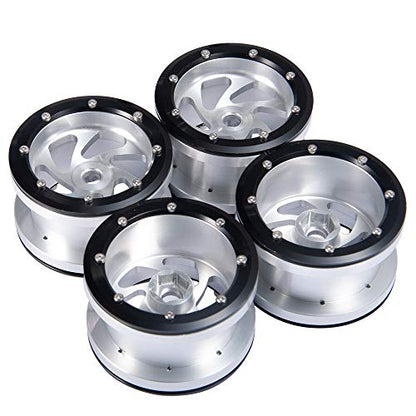 2.2 inch RC Beadlock Wheels Rims Aluminum Metal for 1/10 RC Crawler Car Axial Wraith 90018/90048 -Pack of 4pcs