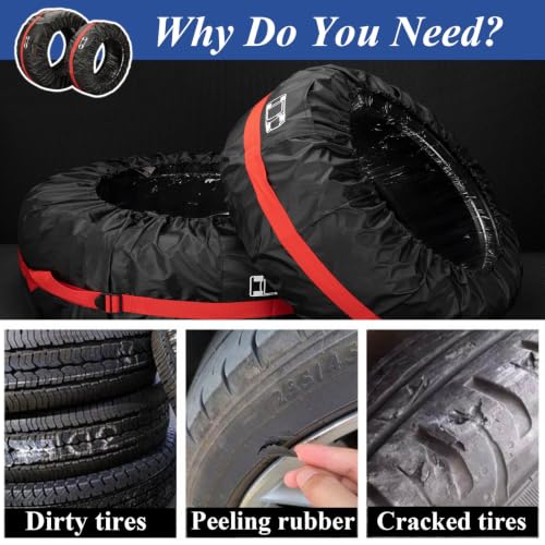 Tire Cover 4pcs for Lexus RC/LC/SC Coupe 1991-2025 Spare Tire Protector Water Dust UV Resistant All-Weather Wheel Storage Bag with Handle