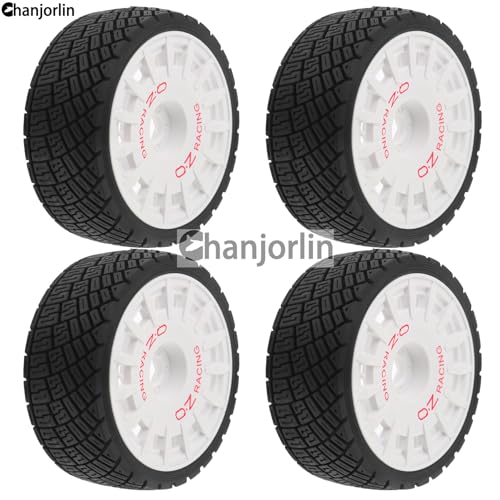 1/8 RC On Road Tires And Plastic Street Wheels 17mm Hex OD 3.94'' 1/7 Rally Racing Tyres For 1:8 1:7 Touring Street Drift Car Tamiya HPI WR8 HSP ARRMA Redcat Losi Kyosho GT2 VRX W10 (White) - color: White