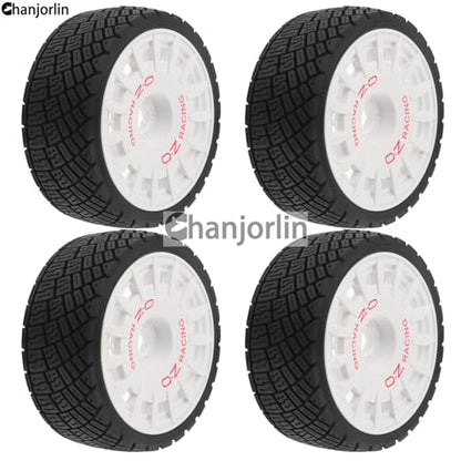 1/8 RC On Road Tires And Plastic Street Wheels 17mm Hex OD 3.94'' 1/7 Rally Racing Tyres For 1:8 1:7 Touring Street Drift Car Tamiya HPI WR8 HSP ARRMA Redcat Losi Kyosho GT2 VRX W10 (White) - color: White