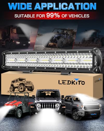 20 Inch LED Light Bar Spot Flood Combo 280W with Wiring Harness Kit | Triple Row LED Off Road Driving Work Light Bars Kit with 3Pin Rocker Switch for Je-ep Trucks SUV Pickup Tractor Golf Ford GMC - size: 20 Inch LED Light Bar Kit