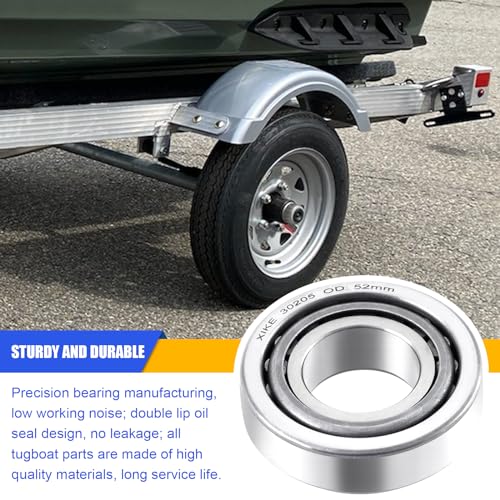 XiKe 30205 Trailer Bearings Wheel Hub Kit, 2 Sets, Fits for 25mm Axles | Includes TC30x52x10mm Seal, OD 52mm Dust Cover and Cotter Pin. - size: 30205 + Seal ID 1.18, style: Pack 2 Set