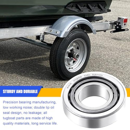 XiKe 30205 Trailer Bearings Wheel Hub Kit, 2 Sets, Fits for 25mm Axles | Includes TC30x52x10mm Seal, OD 52mm Dust Cover and Cotter Pin. - size: 30205 + Seal ID 1.18, style: Pack 2 Set