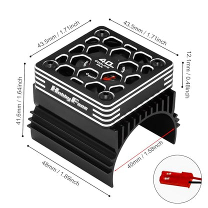 40mm RC Cooling Fan with Heat Sink and Metal Cover RC Electric Motor Fan with Heatsink for 1/8 RC Car 4074 4274 1515 1512 Motor, Black - color: Black