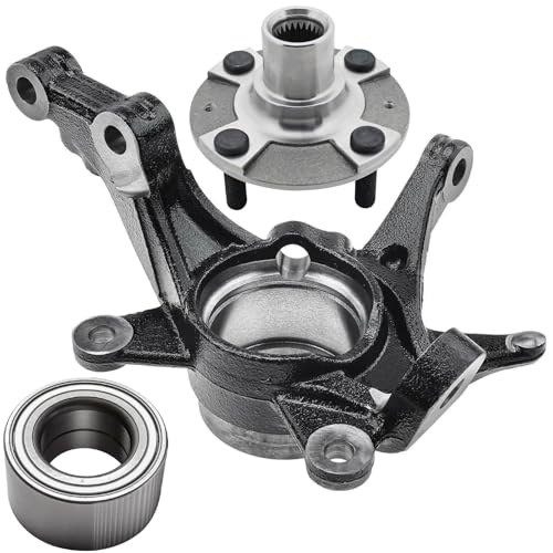 Detroit Axle - 3pc Front Right Knuckle Kit for 2014 2015 2016 2017 | Hyundai Accent, Passenger Side Steering Knuckle, Wheel Hub Assembly, Wheel Bearing Replacement - size: 3UW471942/Kit
