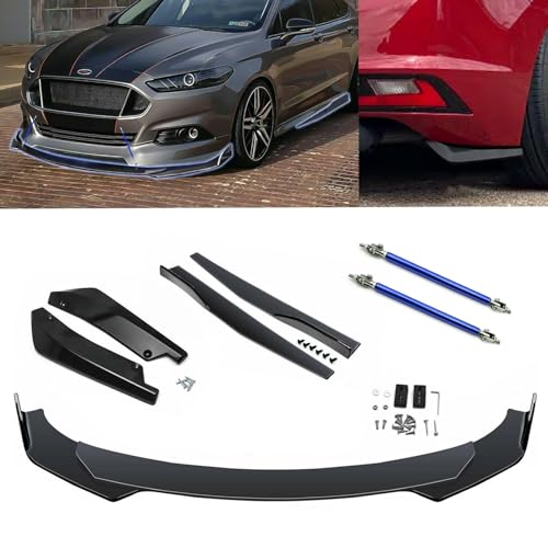 x xotic tech 9Pcs Front Bumper Lip Chin Spoiler + Side Skirt Winglets Diffuser + Rear Bumper Canard Splitter Car Body Kits + Blue Adjustable 8"-11" Support Rods Universal Fit Most Vehicles - color: Blue, size: Full Wide Body Kit w/8"-11" Rod