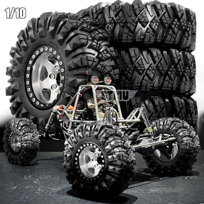 STMU Negative Offset 10.4mm 1.9 Beadlock Wheel Rims Aluminum and 1.9 RC Crawler Tires 4.33 Inch OD Foam Inserts for Traxxas TRX4 Axial SCX10 SCX10 II III RBX10 Redcat Gen 8 (Silvery) - color: Silvery