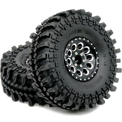 1.9 Tires Height 4.75" (121mm) Mounted on 1.9 Beadlock Wheels Black Fit 1/10 Crawler Redcat Gen8 Traxxas TRX-4 Tamiay CC01 Axial SCX10 Mud Crawler Badland Terrain, (4-Pack, Assembled) - color: Black