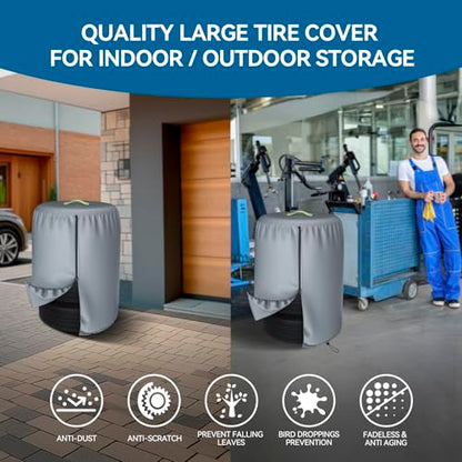Durable 600D Tire Storage Bag,Large Tyre Dust Protective Cover with Waterproof Zipper, Spare Stack Storage Tire Cover for Indoor/Outdoor Use,Universal Fits Trucks,SUV,Jeep,Car,Trailer,RV,Camper Wheels - size: 35 inch Diamete, 49 inch Height