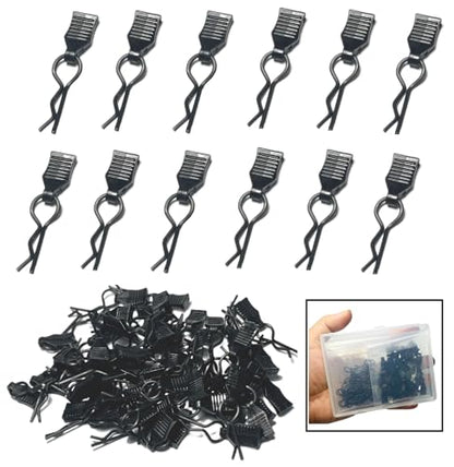 60PCS ZQToday Universal RC Body Clips with Pull Tabs for All 1/8 1/10 1/12 Scale Traxxas Redcat Axial Arrma HSP HPI Himoto Tamiya RC Car Body Clips(1.2mm Rod Black Clips and Tabs)