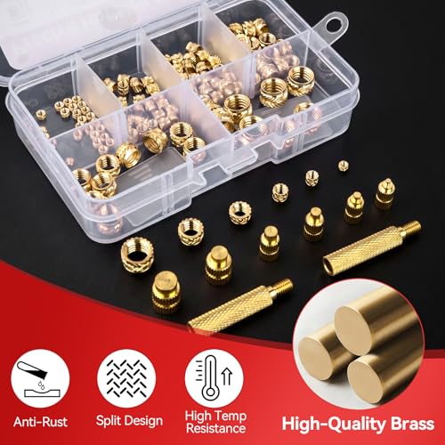 Threaded Inserts Set 130pcs M2-M8 and 9 Repair Tips Digital Soldering Iron | YUWEIC Heat Set Insert Tool,9 Repair Tips, 60w Digital Soldering Iron,130pcs M2-M8 Threaded Nuts for 3D Printer,Plastic Parts - size: M2-M8+130Pcs Heat Inserts