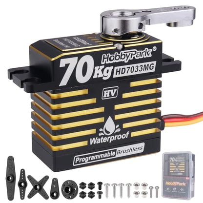 HobbyPark Waterproof 966oz-in 70KG Servo High Torque Servo Brushless Motor 8.4V HV Servo Metal Gear RC Servo Programmable for 1/8 1/10 1/12 RC Crawler RC Truck RC Car Buggy Robotic Control Angle 180°