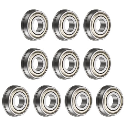 uxcell F6001ZZ Flanged Ball Bearing, 10pcs 12x28x8mm Chrome Steel Double Shielded ABEC1 Flange Bearings - size: 12x28x8mm