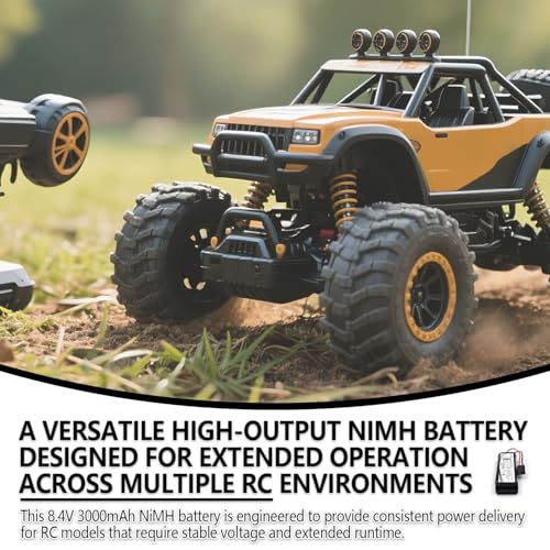 (2-Pack) 8.4V 3000mAh Ni-MH Battery with TRX Plug for RC Vehicles | For Tamiya, Traxxas, LOSI, Associated, HPI and Kyosho RC cars, trucks, boats and buggies; includes 4.8V–12V charger. - color: (2-Pack) 8.4V 3000mAh TRX