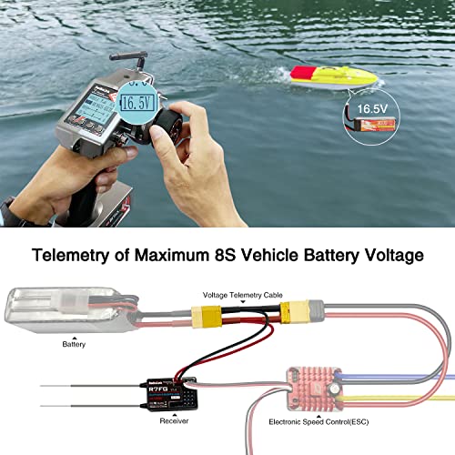 Radiolink RC6GS V3 7 Channels RC Transmitter and R7FG&R4FGM Gyro Receiver, 2.4GHz 600m RC Remote, Voltage Telemetry RC Controller and Receiver kit for Remote Control Car, Boats