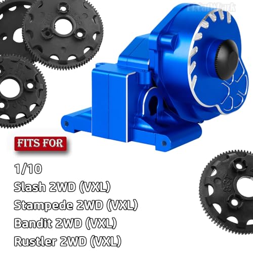 RC Upgrades Part for 1/10 Slash/Rustler/Stampede/Bandit 2WD (VXL) Drag Slash/Bigfoot,Transmission Gearbox & 48P Gear & Slipper Clutch Kit Pressure Plate & Complete Differential,Navy Blue - color: Navy Blue - (Upgrades Gearbox)