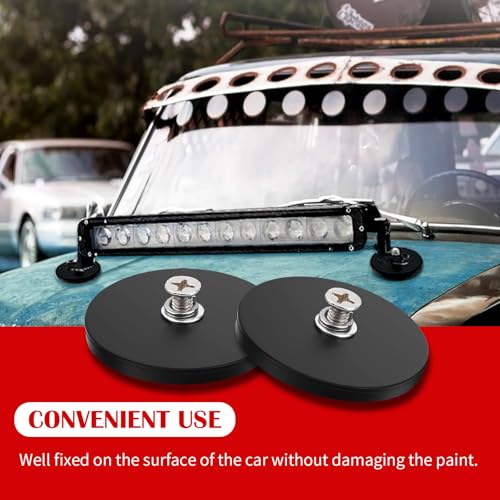 Thaibear Rubber Coated Magnets, 2Pcs 50LBS Rubber Coated Neodymium Magnet with M6 Magnetic Assembly Base, Non-Slip Strong Mounting Magnets for Light Bar Mirror Camera Tool