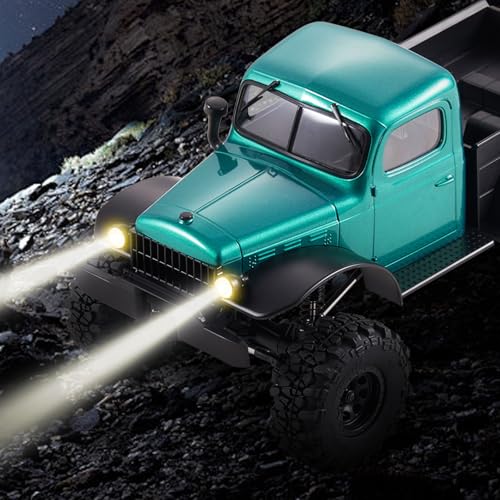 FMS 1/24 FCX24S Power Wagon S Brushless RC Crawler RTR, 4X4 RC Off-Road Trucks with BATRAZZI Upgrade Tires, RC Rock Crawler for Adult, Remote Control &LED Lights&2 Speed Switch(Metallic Green) - color: Green