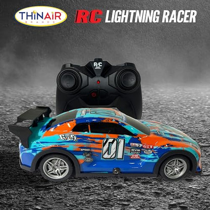 Nature Bound RC Lightning Racer - High-Speed, Light Up Chassis, Radio Controlled Race Car, 1:40 Scale, Blue - color: Blue