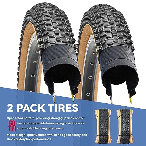 Hycline Mountain Bike Tire: 20/24/26/27.5-inch Folding Replacement High-Performance Wear-Resistant Bicycle Tires for MTB Off-Road Bike - size: 26x1.95 60TPI, style: Qty 2 Tires