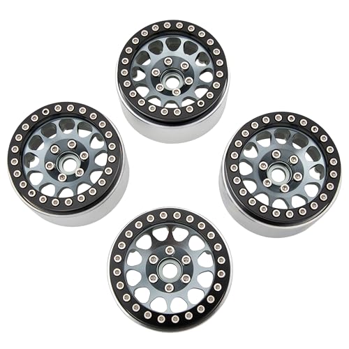 MEUS RACING 1.9 Beadlock Wheels Rims Deep-Dish Wheel for Axial SCX10 Traxxas TRX4 Vanquish VS4-10 Redcat Gen8 1/10 RC Crawler Upgrades (Style A, Titanium) - color: Style A, Titanium