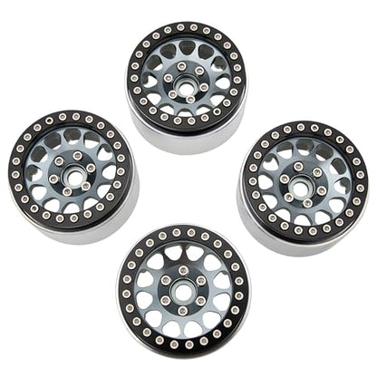 MEUS RACING 1.9 Beadlock Wheels Rims Deep-Dish Wheel for Axial SCX10 Traxxas TRX4 Vanquish VS4-10 Redcat Gen8 1/10 RC Crawler Upgrades (Style A, Titanium) - color: Style A, Titanium