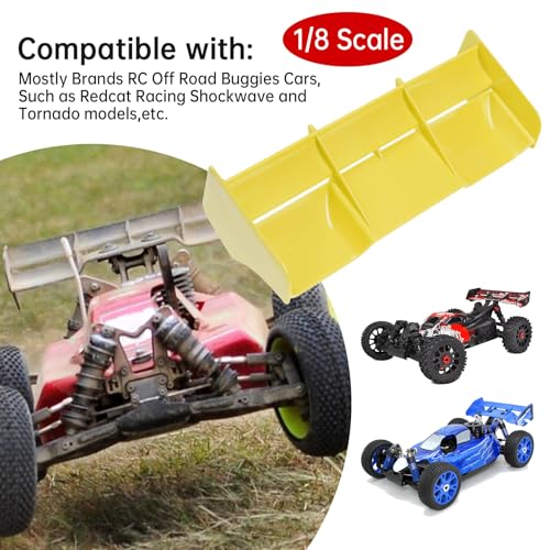 HobbyPark 1/8 RC Buggy Wing Spoiler High Downforce Rear Body Wing Tail for 1/8 Scale Off‑Road RC Car Truck Truggy – Yellow