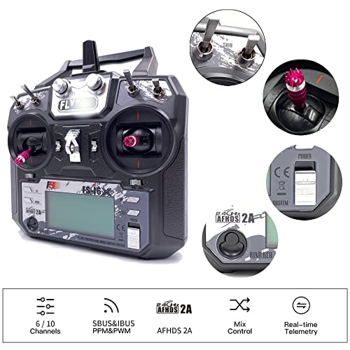 DTXMX Flysky FS-i6X 6-10CH(Def.6) RC Transmitter and FS-iA6B Receiver 2.4G | i-Bus 10 Channels or PWM 6CH 2.4GHz AFHDS2A Radio for RC Quadcopter FPV Racing Drone (Mode-2)