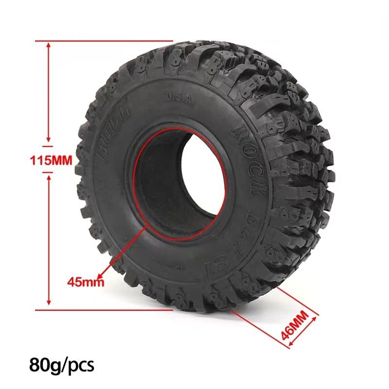4PCS 120MM 1.9" Rubber Rocks Tyres/Wheel Tires for 1/10 RC Rock Crawler Axial SCX10 TF2 TRX TRX-4 90047 D90 D110