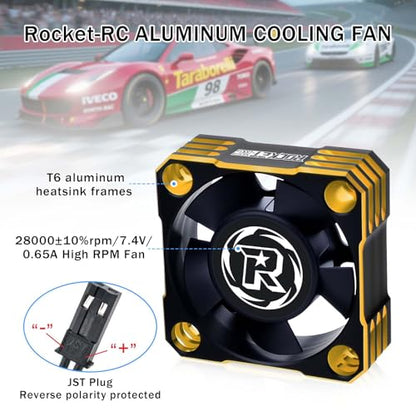 2Pack 30mm RC Motor Cooling Fan,28000RPM ESC Cooling Fan for 1/8 1/10 1/12 Scales RC Car 540 550 Brushlees Motor (Gold) - color: Black Gold-2Pack