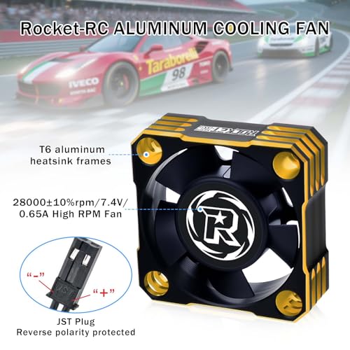2Pack 30mm RC Motor Cooling Fan,28000RPM ESC Cooling Fan for 1/8 1/10 1/12 Scales RC Car 540 550 Brushlees Motor (Gold) - color: Black Gold-2Pack