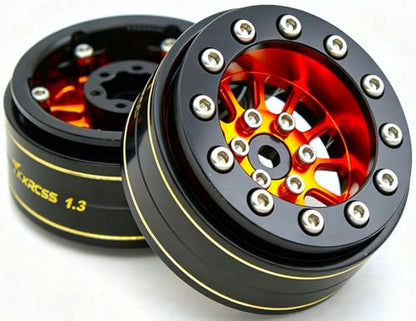 1.3 Beadlock Wheels & Brass Rim 46.5g Offset-3mm for 1/18 1/24 RC TF (Gold Black) - color: Gold Black