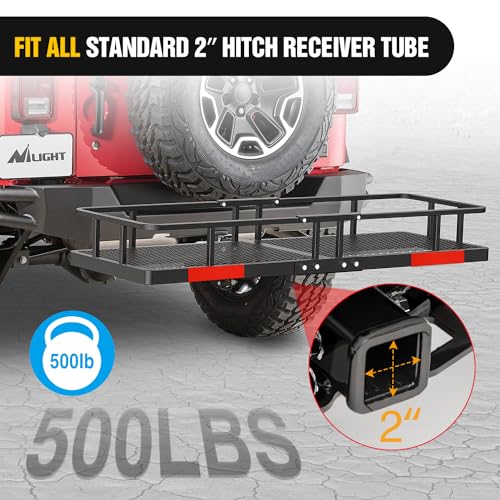 Nilight 60" x 20" x 7.87" Hitch Cargo Carrier | Fits 2-Inch Receiver 500lbs Heavy Duty Capacity Luggage Basket Includes 5/8" Pin Clip, Fold-Up Design for SUV and Pickup Camping Traveling - style: 20"x 60"x 7.87" Hitch Basket