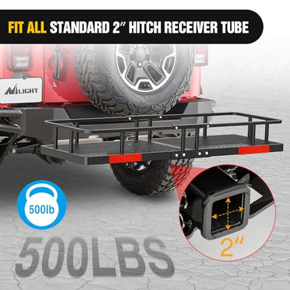 Nilight 60" x 20" x 7.87" Hitch Cargo Carrier | Fits 2-Inch Receiver 500lbs Heavy Duty Capacity Luggage Basket Includes 5/8" Pin Clip, Fold-Up Design for SUV and Pickup Camping Traveling - style: 20"x 60"x 7.87" Hitch Basket
